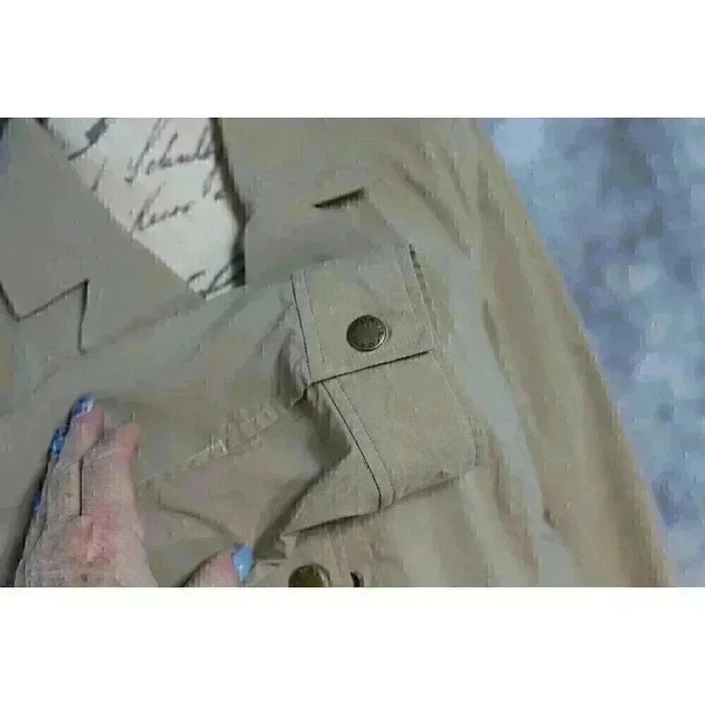 Women's Orvis Tan Blazer Size Medium snap front inside zip pockets - Picture 6 of 12